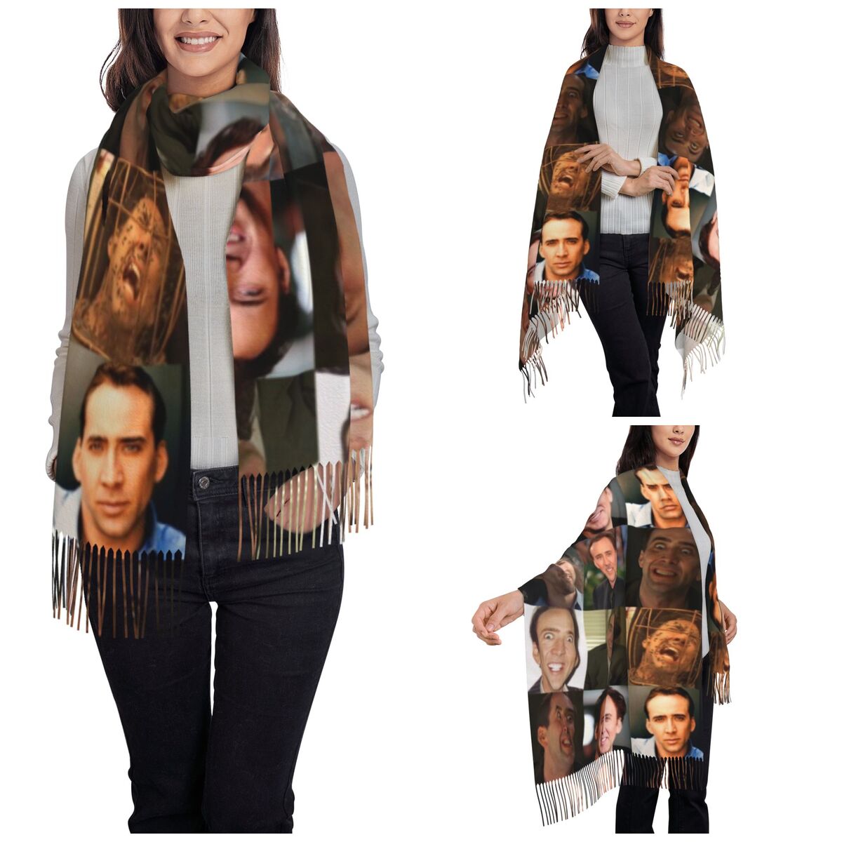 Nicolas Cage Funny Face Meme S - đánh giá và giá Pashmina Wrap Large