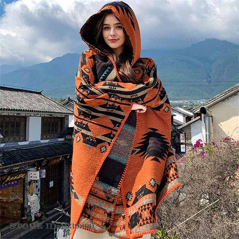 Hooded Warmth Scarf Shawl Cape - đánh giá và giá Woven Scarf Blanket
