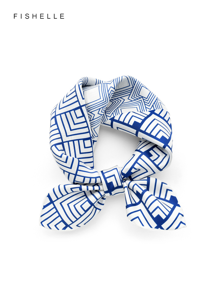Geometric printed real silk tw - đánh giá và giá Silk Neck Scarf