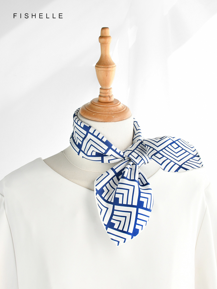 Geometric printed real silk tw - đánh giá và giá Silk Neck Scarf