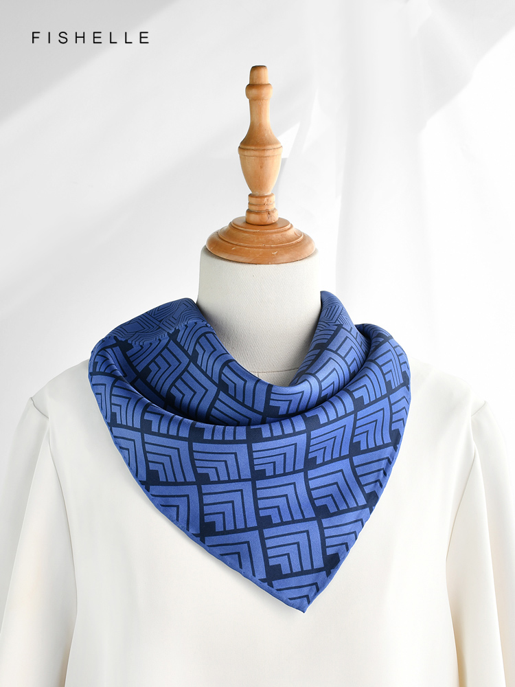 Geometric printed real silk tw - đánh giá và giá Silk Neck Scarf